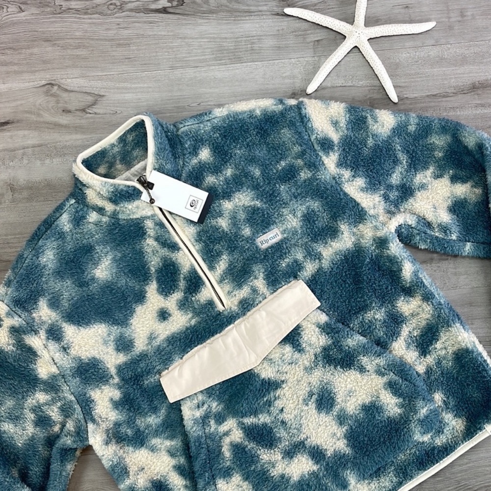 🔆RIP CURL🔆 DRIFTER TIE DYE POLAR FLEECE JACKET SWEATER - Picture 5 of 15